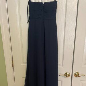 Floor Length Bill Levkoff Navy Bridesmaid Gown
